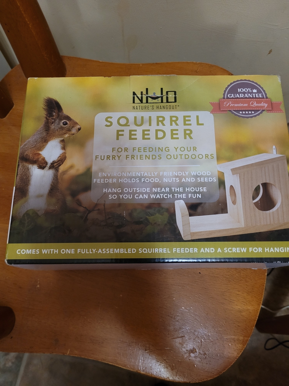 Nature's Hangout Squirrel Feeder - Natural Wood